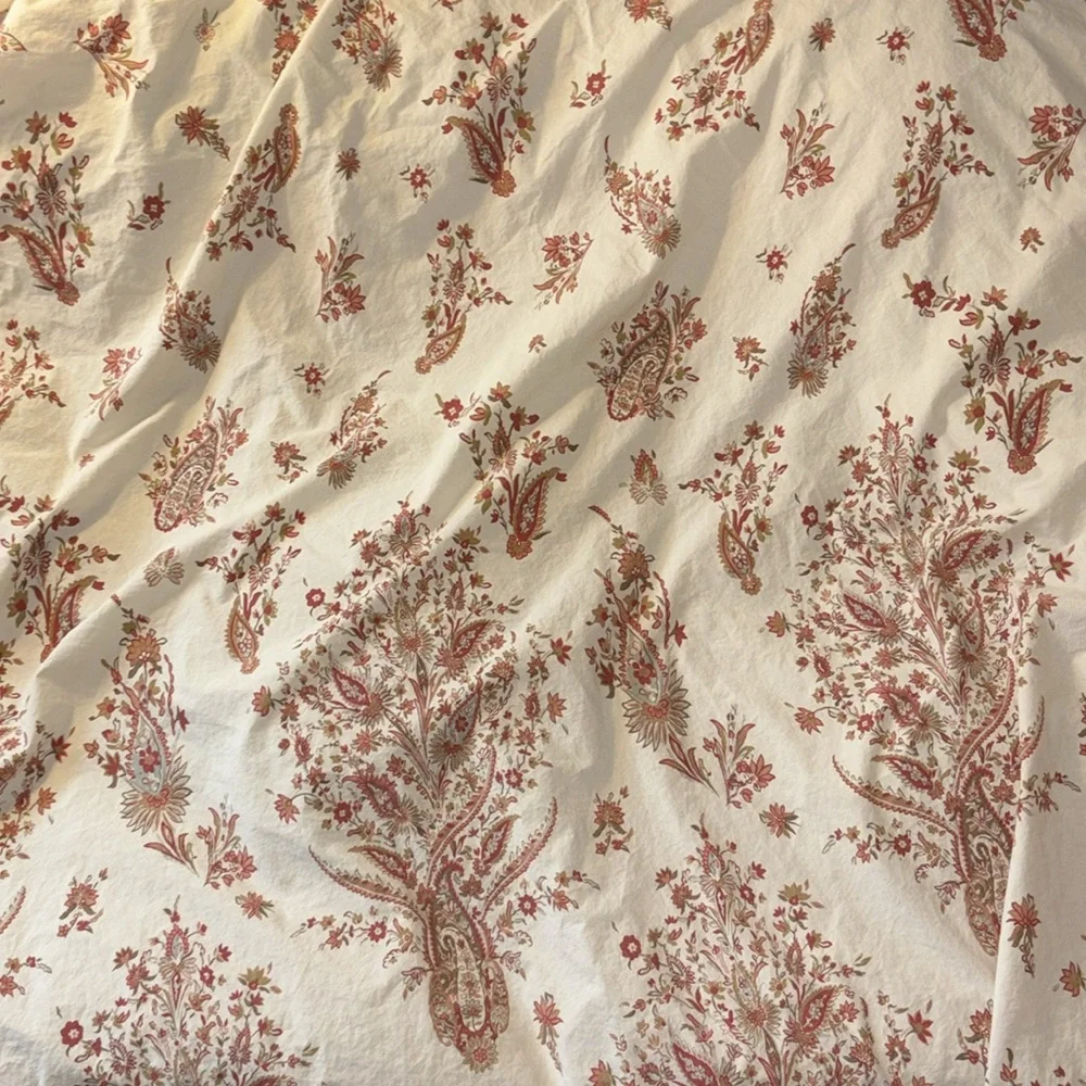 Pottery Barn FULL/QUEEN DUVET PAISLEY RED CREAM AND BLUE 2 Euro Shams